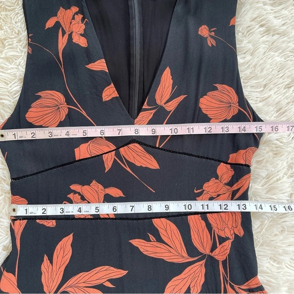 Thakoon Black and orange Floral Ruffle Romper sleeveless silk size 2 - Picture 8 of 12